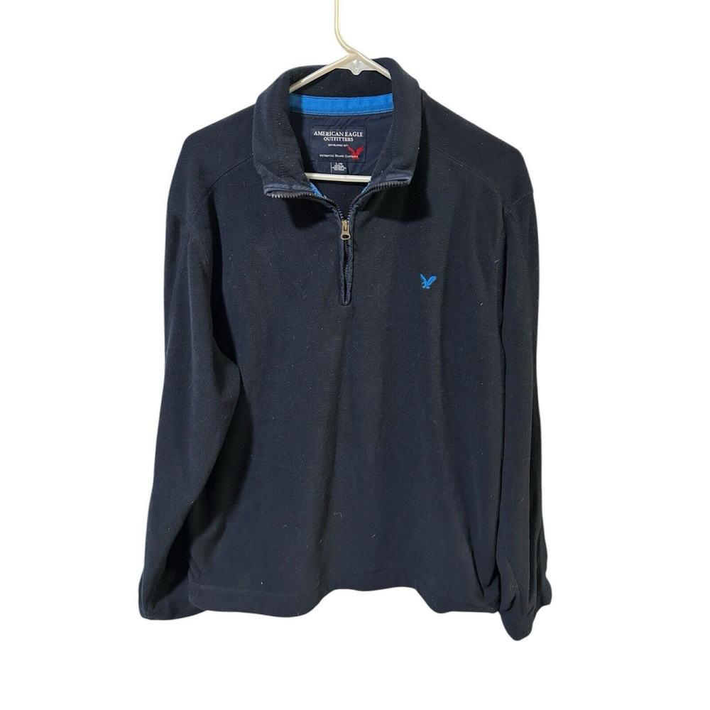 American Eagle Sweater Men’s Large Fleece 1/4 Zip Mock Neck Long Sleeve Pullover